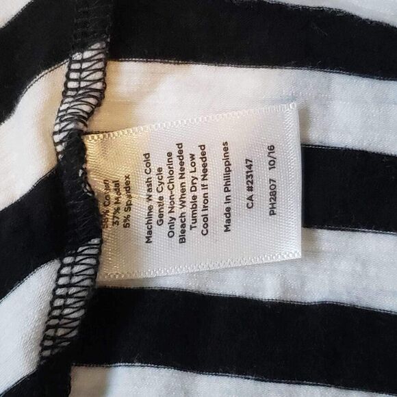 Talbots Maxi Dress Stretch Short Sleeve Size Medium M Striped Black White - Picture 7 of 8